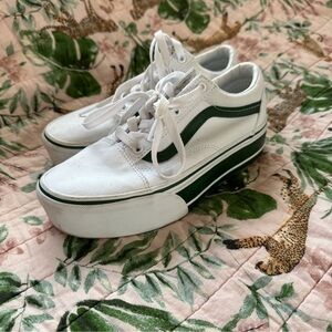 Vans Women's White and Green Platform Sneakers